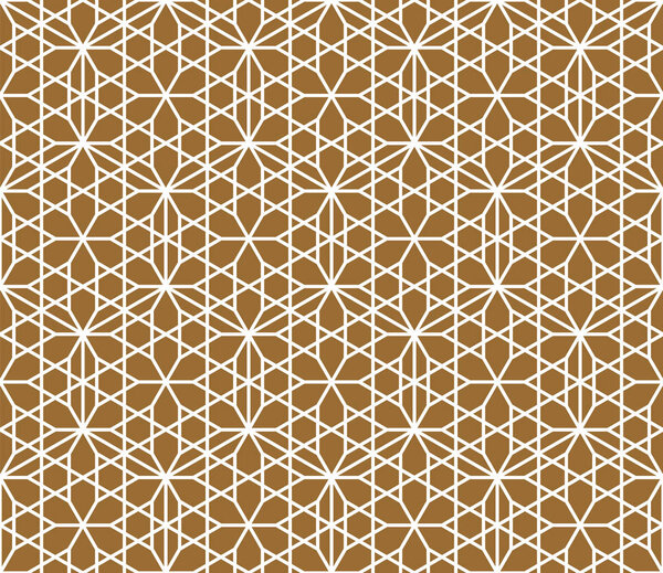 Seamless pattern based on Japanese ornament.Golden color background.White lines.