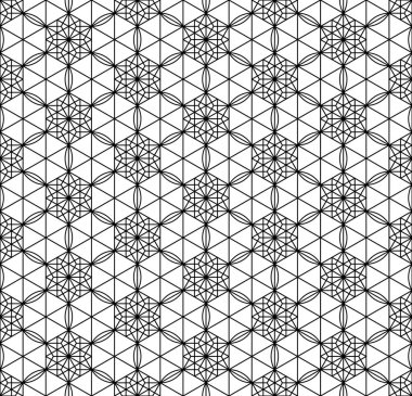 Seamless modeli Japon geometrik süsleme dayalı. Siyah ve beyaz.