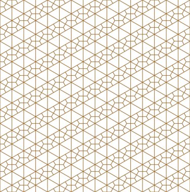Sorunsuz geleneksel Japon geometrik süs. Altın renkli çizgiler.
