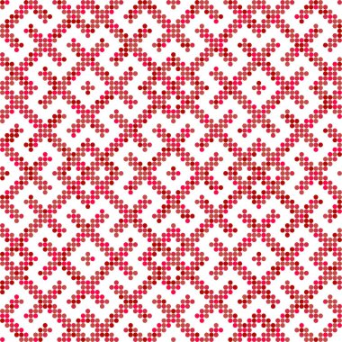 Dikişsiz geleneksel Rus ve Slav süsleme. Rasgele sırada ahududu dört renkli paleti