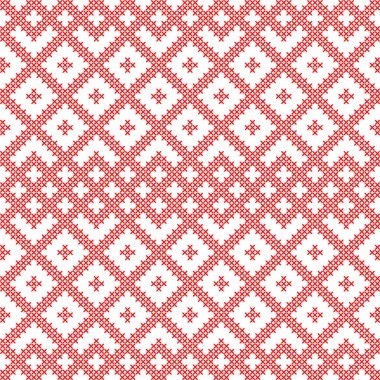 Slav süs dayalı Dikişsiz desen. İşlemeli KANAVİÇE.