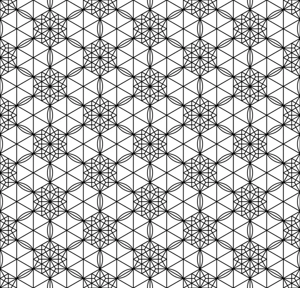 Seamless pattern based on Japanese geometric ornament .Black and white. — Stock Vector