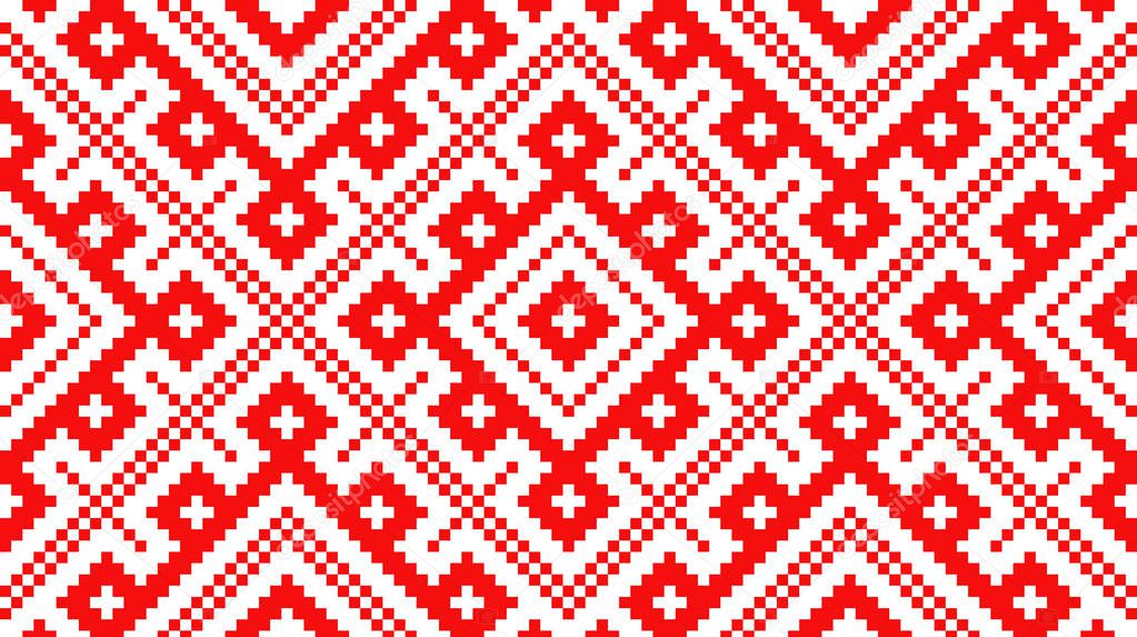 Traditional Russian and slavic ornament made by squares.