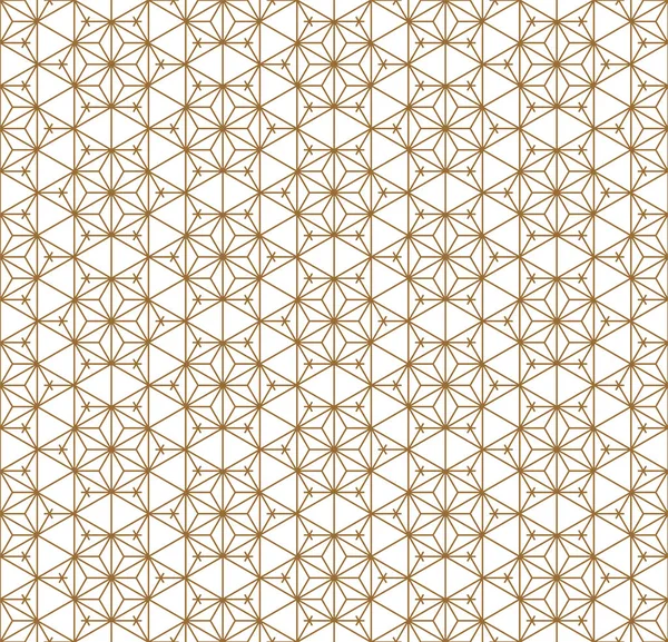 Seamless japanese pattern shoji kumiko in golden. — Stock Vector