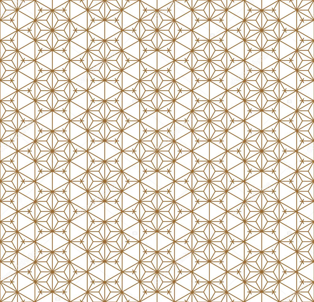 Seamless japanese pattern shoji kumiko in golden.
