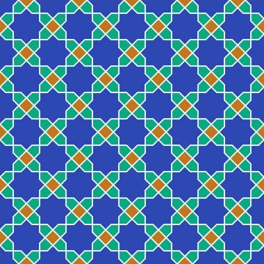 Geleneksel Arap sanatına dayanan kusursuz Arap geometrik süsü. Müslüman mozaiği. Türk, Arap fayansları. Giriş tarzı..