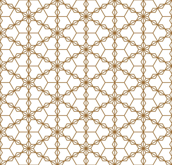 Seamless traditional Japanese geometric ornament .Golden color lines.