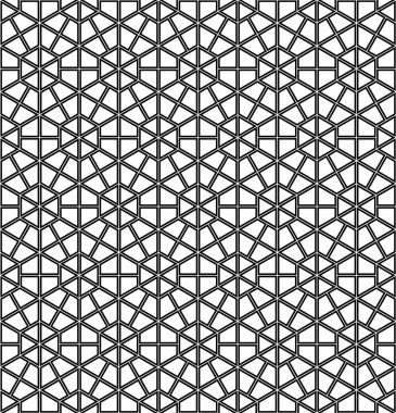 Siyah renk çizgilerinde dikişsiz geometrik süs.