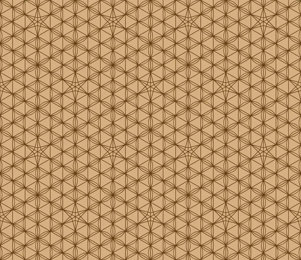 Seamless japanese pattern shoji kumiko in golden. — Stock Vector