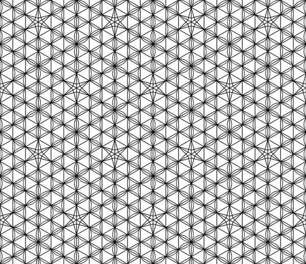 Seamless mönster baserat på japanska geometriska prydnad. Svart och vitt. — Stock vektor