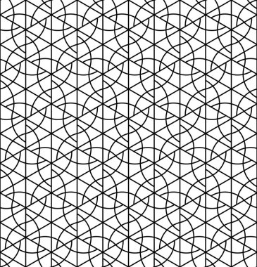 Japon Kumiko süs esinlenerek dikişsiz geometrik desen . Siyah beyaz.