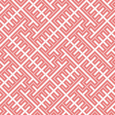 Kırmızı ve beyaz Slav süsleri dikişsiz