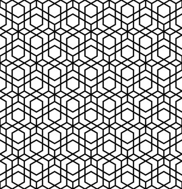 Siyah beyaz sorunsuz Arapça geometrik süsleme.