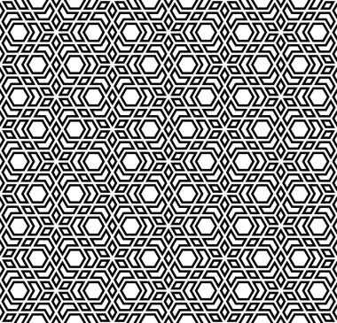Siyah beyaz sorunsuz Arapça geometrik süsleme.