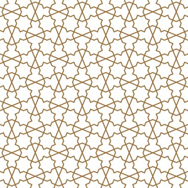 Kahverengi renklerde kusursuz Arap geometrik süsü.