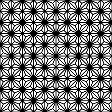 Japon ahşap sanatına dayalı dikişsiz desen. Siyah beyaz renk.