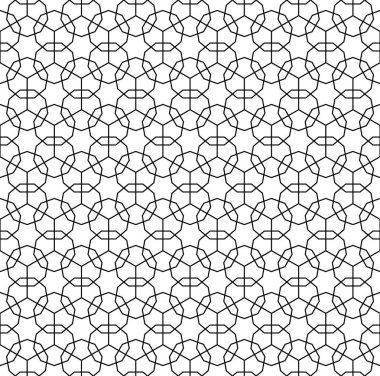 Siyah beyaz sorunsuz Arapça geometrik süsleme.