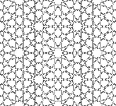 Siyah beyaz sorunsuz Arapça geometrik süsleme.