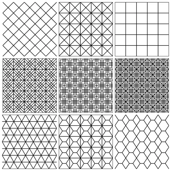 Kusursuz geometrik desenler kümesi. Çizgiler siyah..