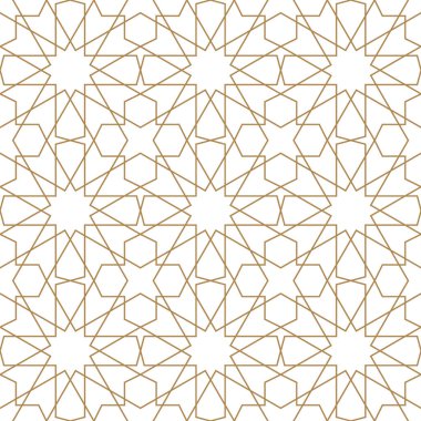 Kahverengi renklerde kusursuz Arap geometrik süsü.