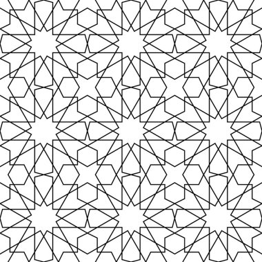 Siyah beyaz sorunsuz Arapça geometrik süsleme.