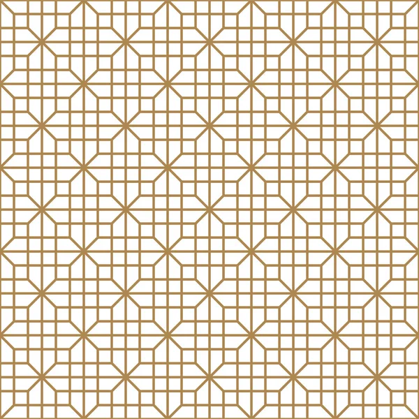 Bezszwowy wzór geometryczny w kolorze złotym i białym. Japoński styl Kumiko. — Wektor stockowy