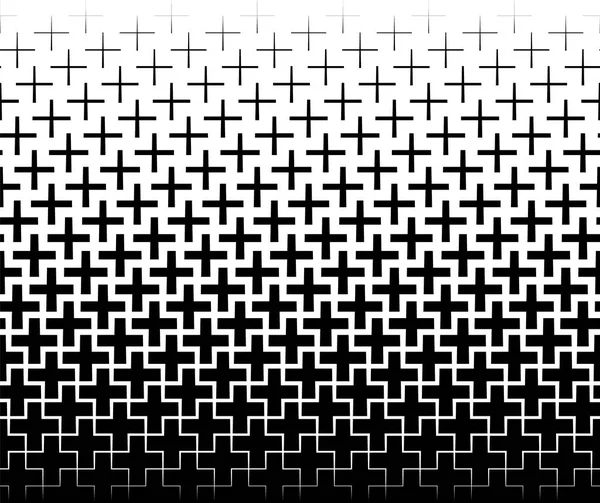 Seamless halftone vector background.Average fade out. Black crosses . — стоковый вектор