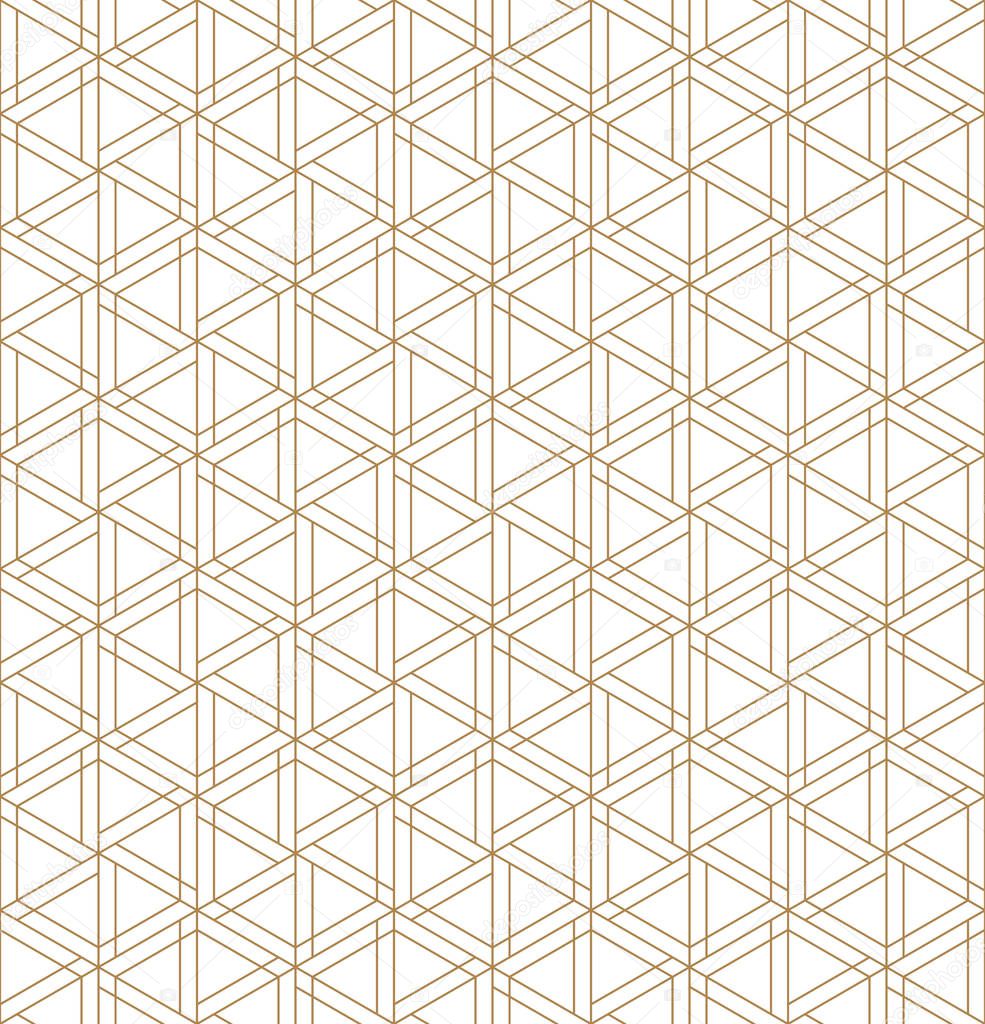 Seamless abstract patten based on japanese ornament kumiko .Golden color lines.