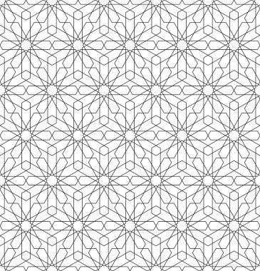Siyah beyaz sorunsuz Arapça geometrik süsleme.