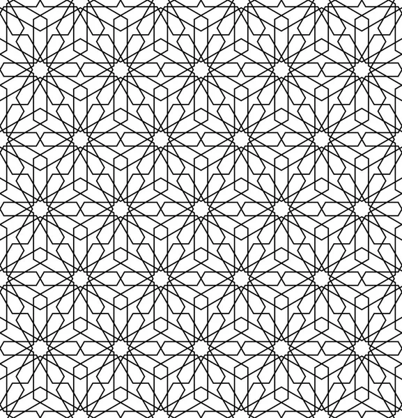 无缝阿拉伯几何装饰在黑色和白色。矢量插图. — 图库矢量图片