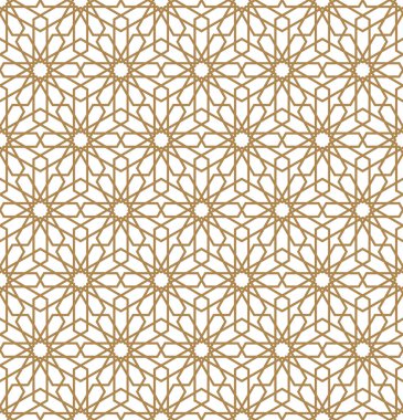 Kahverengi renkte dikişsiz Arap geometrik süs. Vektör çizimi.
