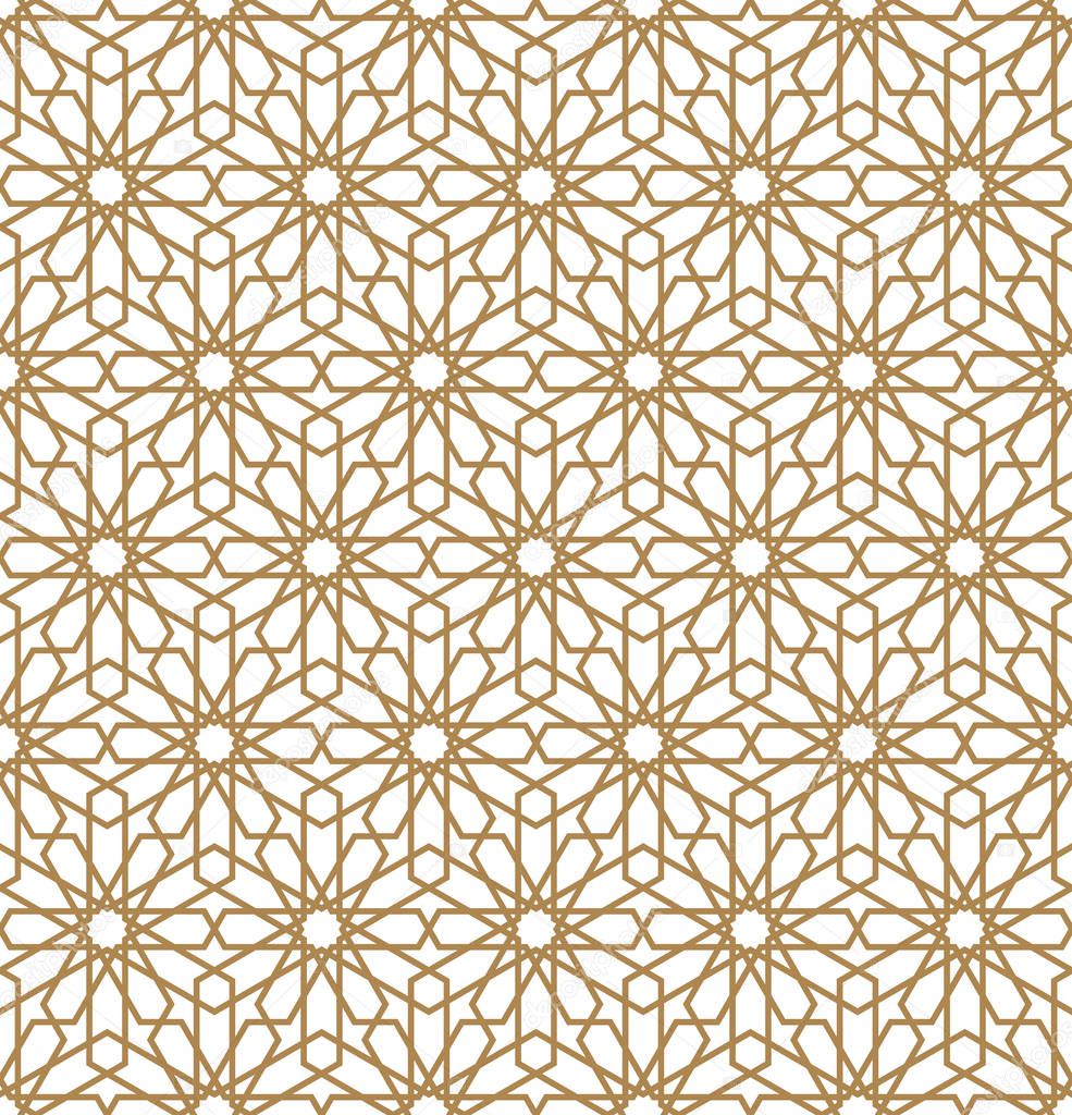 Seamless arabic geometric ornament in brown color.Vector illustration.