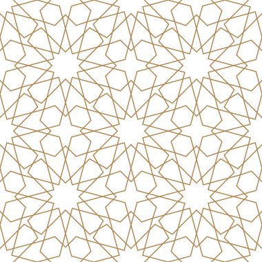 Kahverengi renklerde kusursuz Arap geometrik süsü.