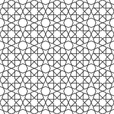 Siyah beyaz sorunsuz Arapça geometrik süsleme.
