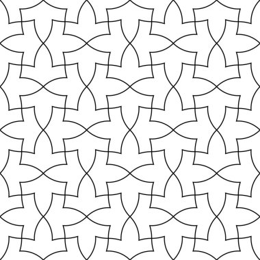 Siyah beyaz sorunsuz Arapça geometrik süsleme.