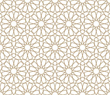 Kahverengi renklerde kusursuz Arap geometrik süsü.