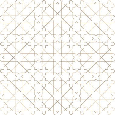 Geleneksel Arap sanatına dayalı kusursuz geometrik süsleme. Kahverengi renk çizgileri. Kumaş, tekstil, kapak, ambalaj kağıdı, arka plan için harika tasarım..