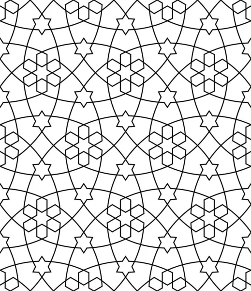 Seamless Geometric Ornament Black Lines White Background Great Design Fabric — стоковый вектор