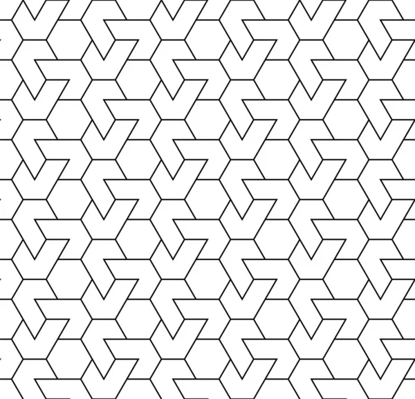 Geleneksel Arap sanatına dayalı kusursuz geometrik süs. Siyah çizgiler ve beyaz arkaplan. Kumaş, tekstil, kapak, ambalaj kağıdı, arka plan için harika tasarım..