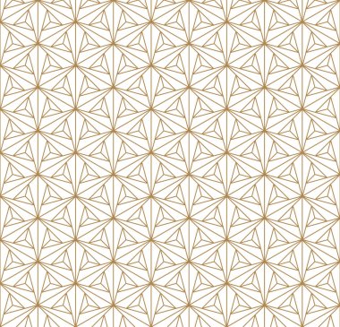 Japon Kumiko 'dan esinlenilmiş kusursuz geometrik desen. Şablon, kumaş, tekstil, ambalaj kağıdı, lazer kesim ve oyma için. Japon model arka plan vektörü. İnce çizgiler..