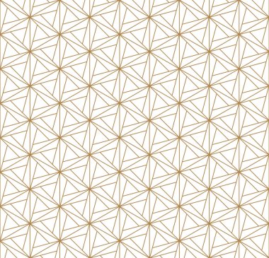 Japon Kumiko 'dan esinlenilmiş kusursuz geometrik desen. Şablon, kumaş, tekstil, ambalaj kağıdı, lazer kesim ve oyma için. Japon model arka plan vektörü. İnce çizgiler..