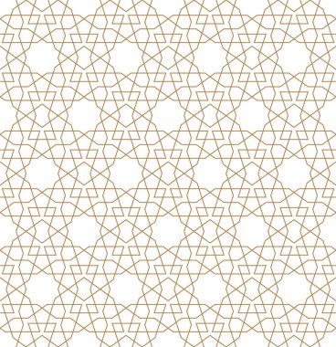 Geleneksel Arap sanatına dayalı kusursuz geometrik süsleme. Kahverengi renk çizgileri. Kumaş, tekstil, kapak, ambalaj kağıdı, arka plan için harika tasarım..