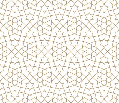 Geleneksel Arap sanatına dayanan kusursuz geometrik süslemeler. Kahverengi renk çizgileri. Kumaş, tekstil, kapak, ambalaj kağıdı ve arka plan için harika tasarım..