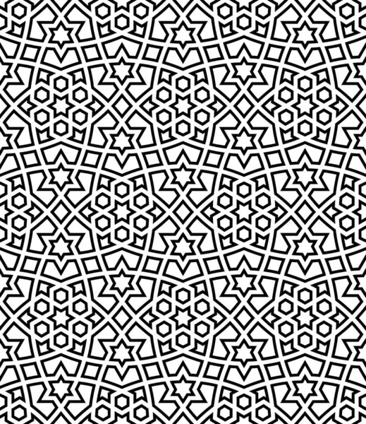 Naadloze Geometrische Ornament Basis Van Traditionele Arabische Kunst Zwarte Lijnen — Stockvector