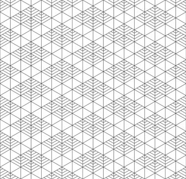 Japon pürüzsüz Kumiko deseni ince çizgileri olan siyah beyaz siluet.