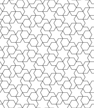 Geleneksel Arap sanatına dayalı kusursuz geometrik süs. Siyah çizgiler ve beyaz arkaplan. Kumaş, tekstil, kapak, ambalaj kağıdı, arka plan için harika tasarım..