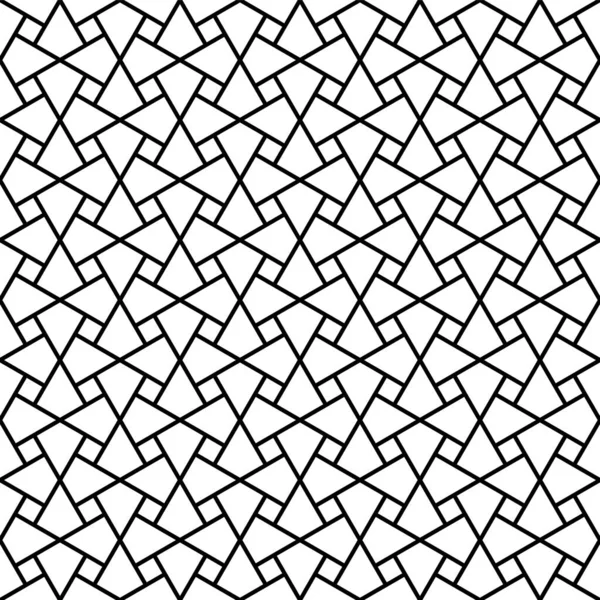 전통적 아라비안 예술을 바탕으로 기하학적 무슬림 Mosaic Black White Lines — 스톡 벡터