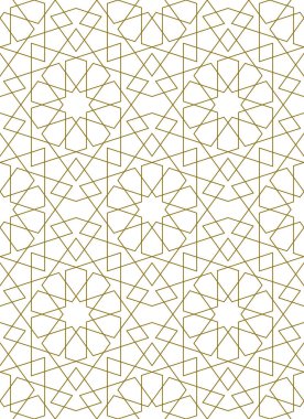 Geleneksel İslami sanata dayalı kusursuz geometrik süsleme. Kahverengi çizgiler. Kumaş, tekstil, kapak, ambalaj kağıdı, arka plan için harika tasarım..