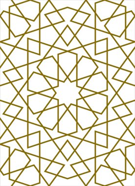Geleneksel İslam sanatına dayalı kusursuz geometrik süsleme. Kahverengi renk çizgileri. Kumaş, tekstil, kapak, ambalaj kağıdı, arka plan kalınlığı çizgileri için harika tasarım..