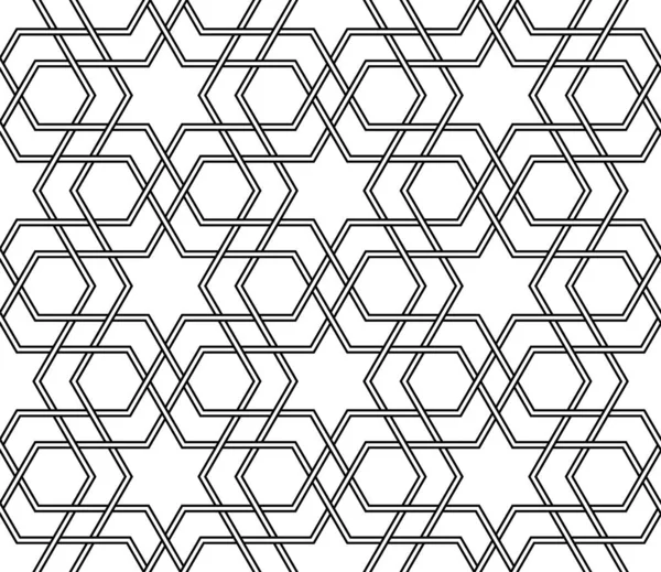 シームレスなイスラム幾何学的な装飾 ダブルウィッカーライン — ストックベクタ